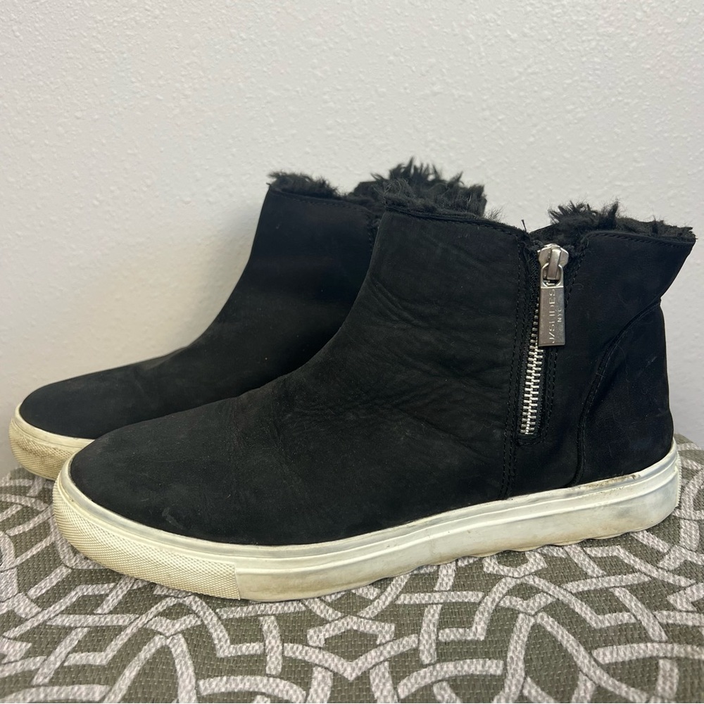 J/Slides Suede Faux Fur Lined Double Zip Ankle Boots - 10